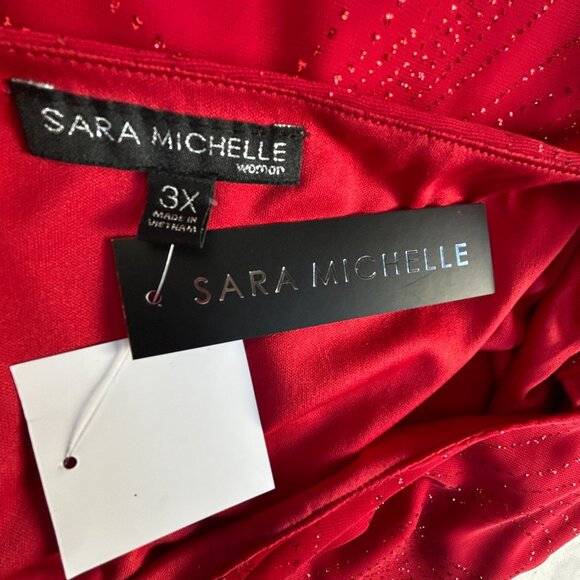 Sara Michelle Women Plus Size 3X Red & Black Ombre Glitter Poncho Top Blouse New - Picture 3 of 9